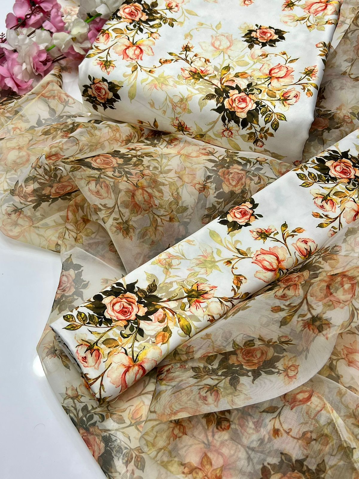 Shamoze Silk Digital Print + Organza Digital Print Suit