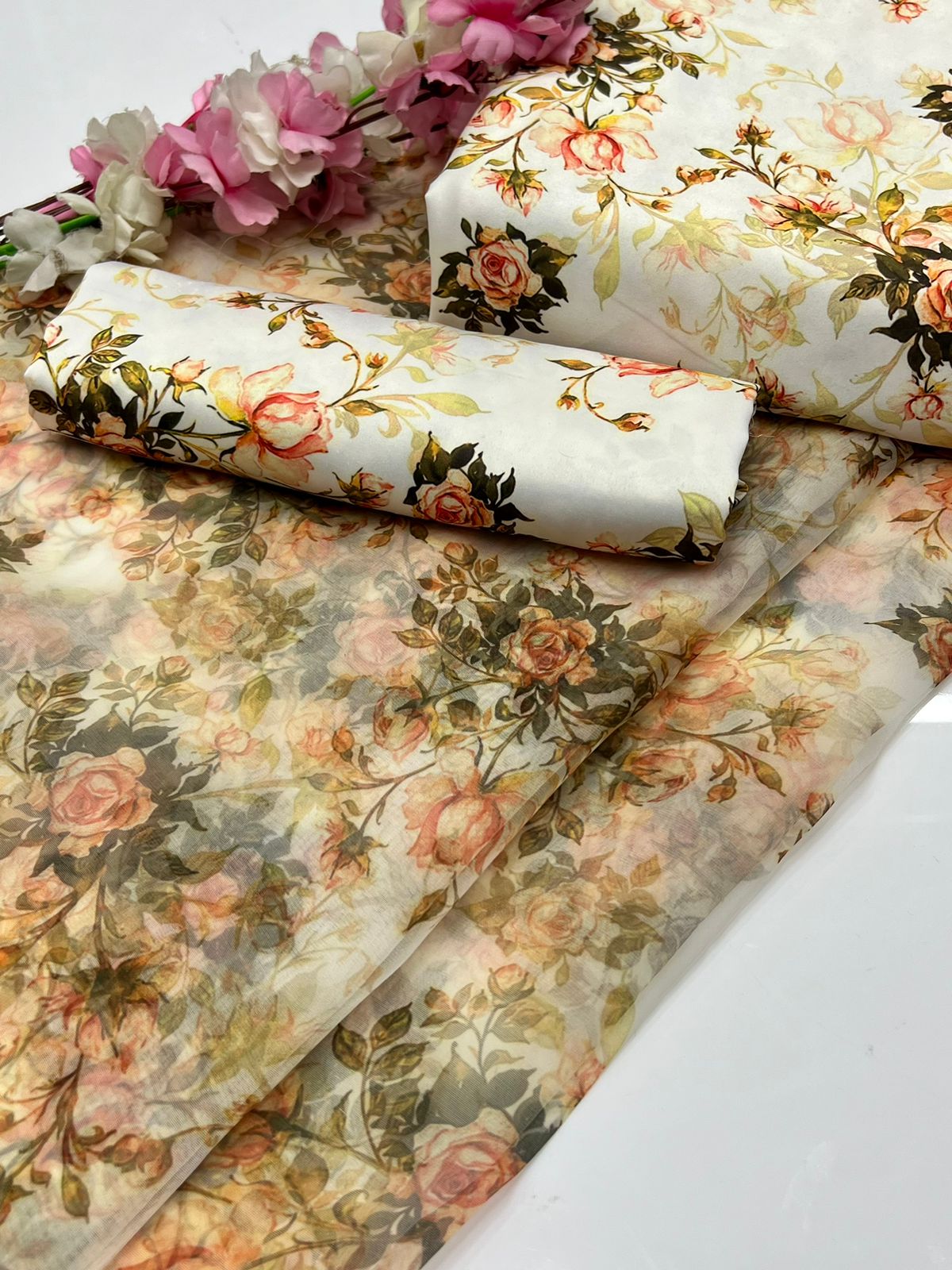 Shamoze Silk Digital Print + Organza Digital Print Suit